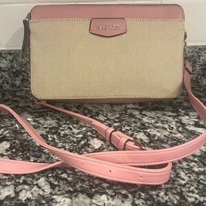 Nine West Pink and Cream Woven Crossbody